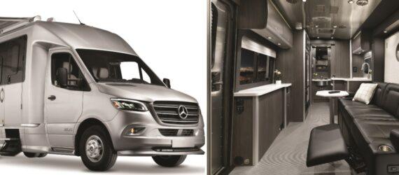 silver camper with modern interior design