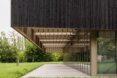 building with large walkway under overhang