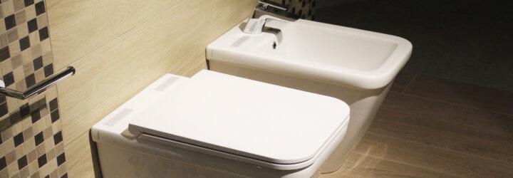 a toilet and bidet in a bathroom