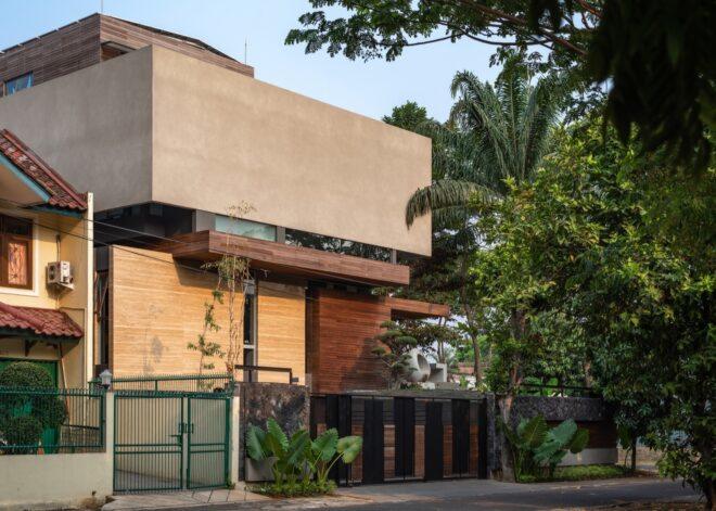 sideview of a multi-story home at sunset