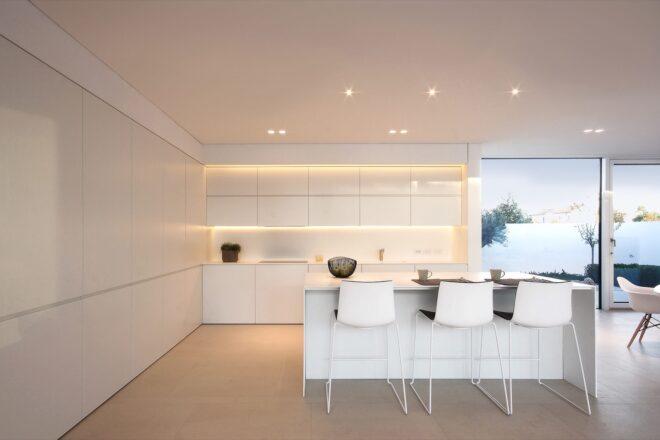 kitchen with white cabinets and counters