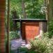 tiny shed with sliding wooden door