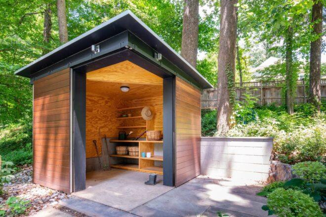 small shed with opened doors
