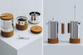 silver coffee makers with cork bases