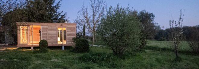 tiny home surrounded by greenery
