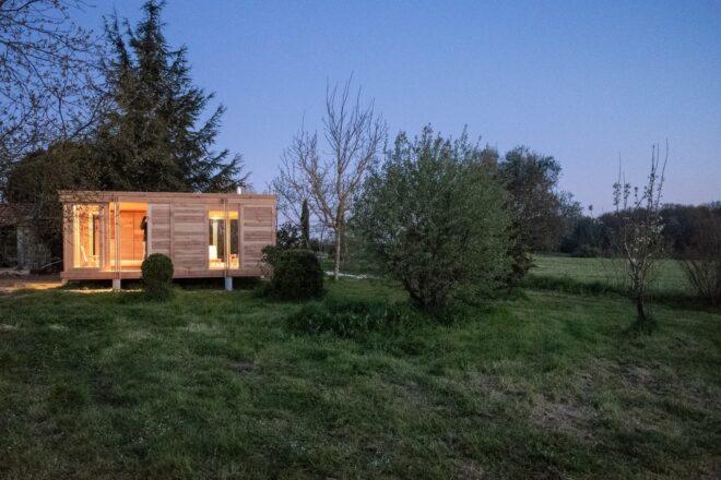 tiny home surrounded by greenery