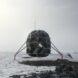 rendering of elevated pod on stilts in a desolate landscape