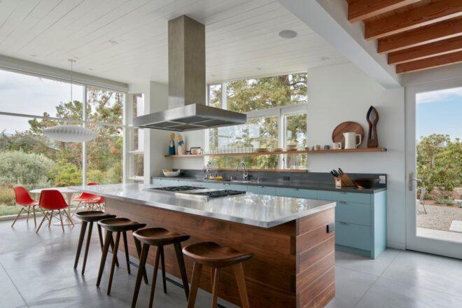 open kitchen with large island with seating