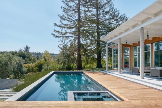 elongated swimming pool
