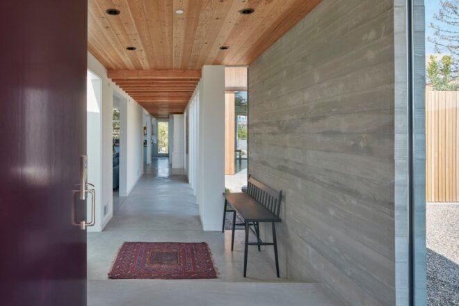 entranceway of modern home with small bench