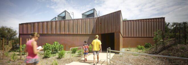 angular building with copper cladding