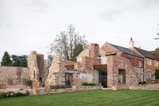 low lying brick structure with modern glass and metal features