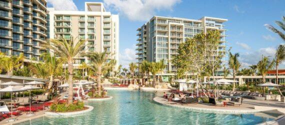 hotel complex with large pool