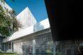 modern structure with all white cladding