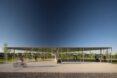 elongated pergola covering a patio