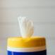 yellow container of disinfecting wipes