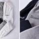folded gray, black and white sweatpants