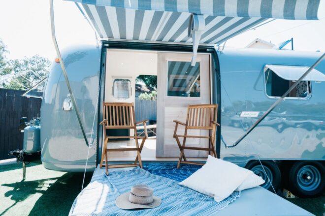 small fold-out deck attached to an Airstream