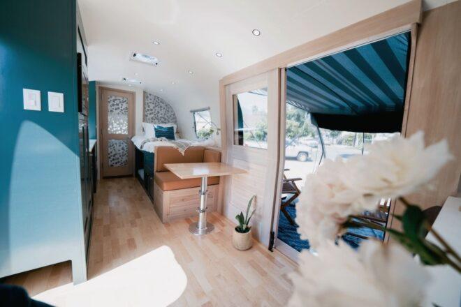 small dinette set inside an Airstream