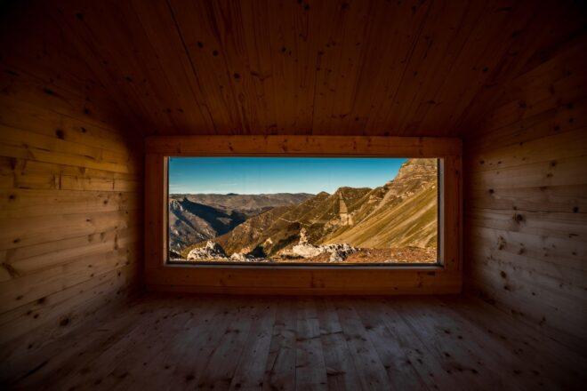 interior space with large horizontal window