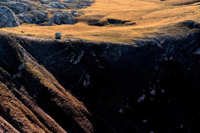 small bivouac on edge of cliff