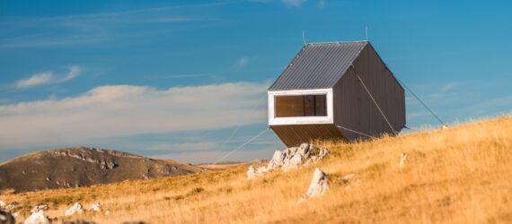 angular bivouac set on rugged landscape