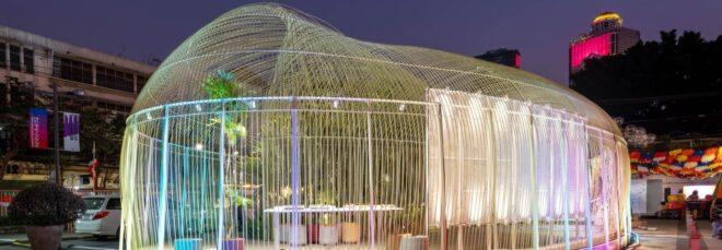 plants inside a clear pavilion