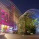 clear, tunnel-shaped pavilion filled with plants