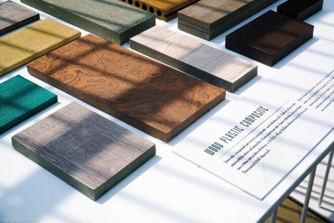 close-up of wood-plastic composite building material