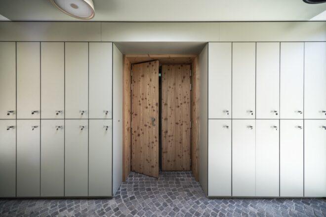 a locker-room inside the lake house