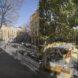 Before and after image of a street turned into a colorful park
