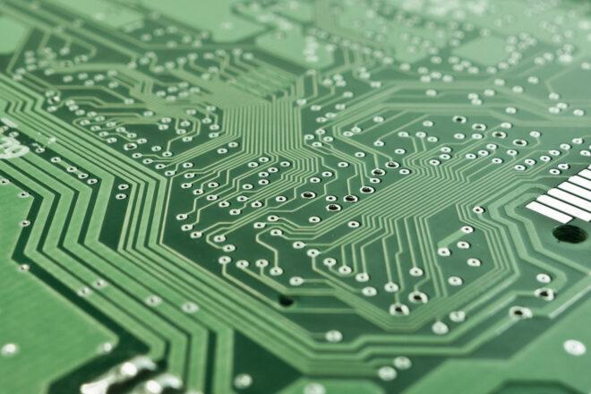 closeup of a green piece of technology