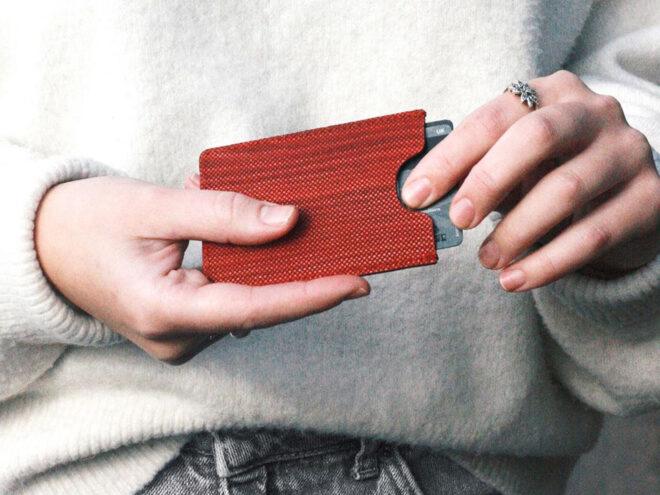 card holder with a wood pattern