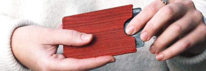 card holder with a wood pattern