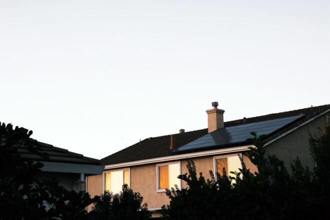 solar panel system on a cottage roof