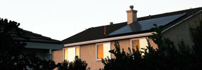 solar panel system on a cottage roof