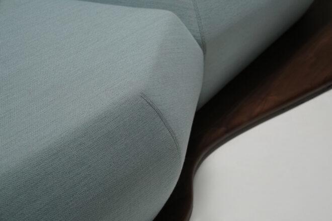 close-up of light blue wool fabric