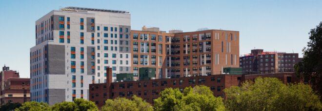 large gray building with several windows