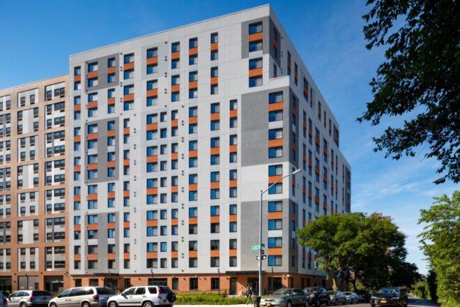 large gray building with several windows