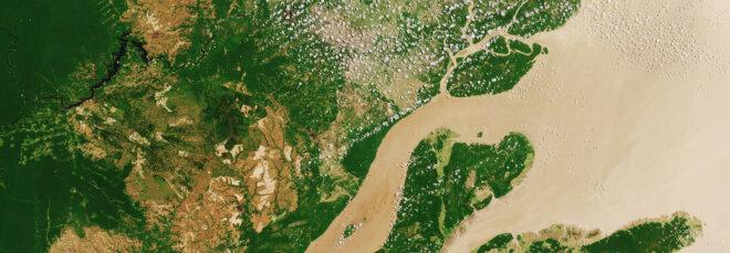 satellite image of Amazon River and rainforest