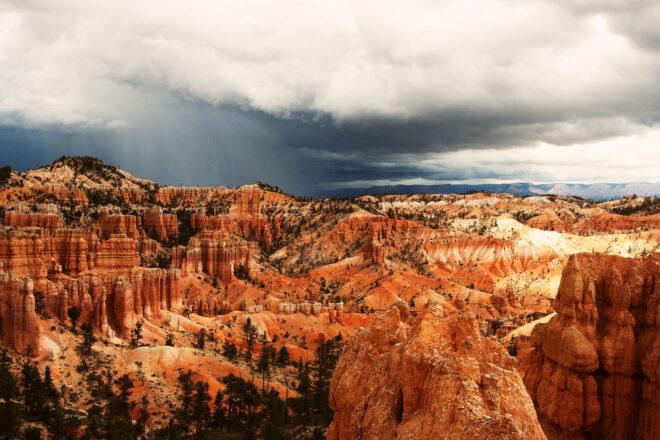 rain pouring over Bryce Canyon