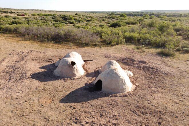 irregular paper domes in the desert