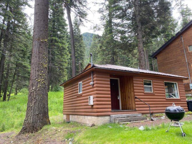 log cabin in the woods