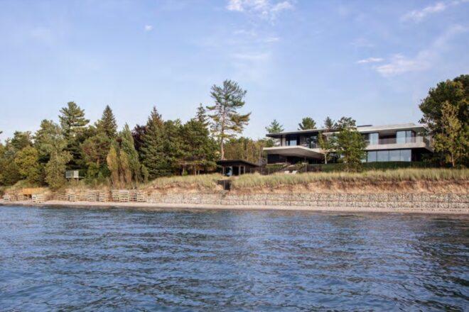 large home next to a lake