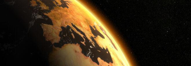 Earth turning orange photo from space