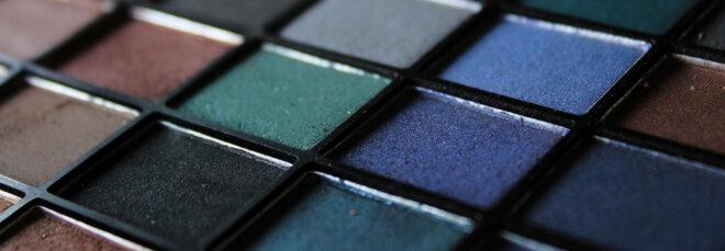 close-up of colorful eyeshadows
