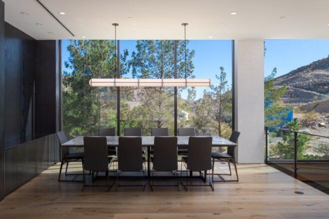 large table in room with glass walls