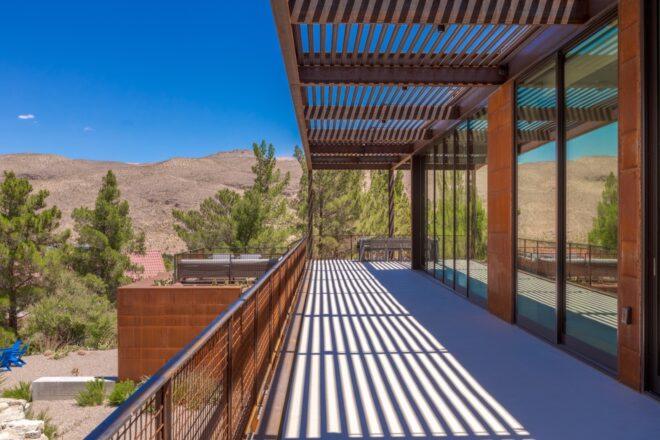 long patio with slatted cover