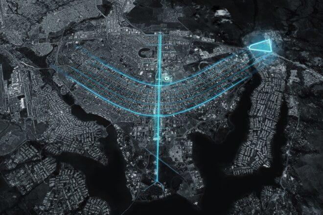 map with blue diagram