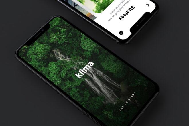 Klima app home page on smartphone
